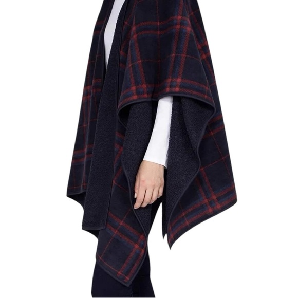 Ike Behar Plaid Women's Wrap(Navy/Red,One size) - Picture 2 of 7